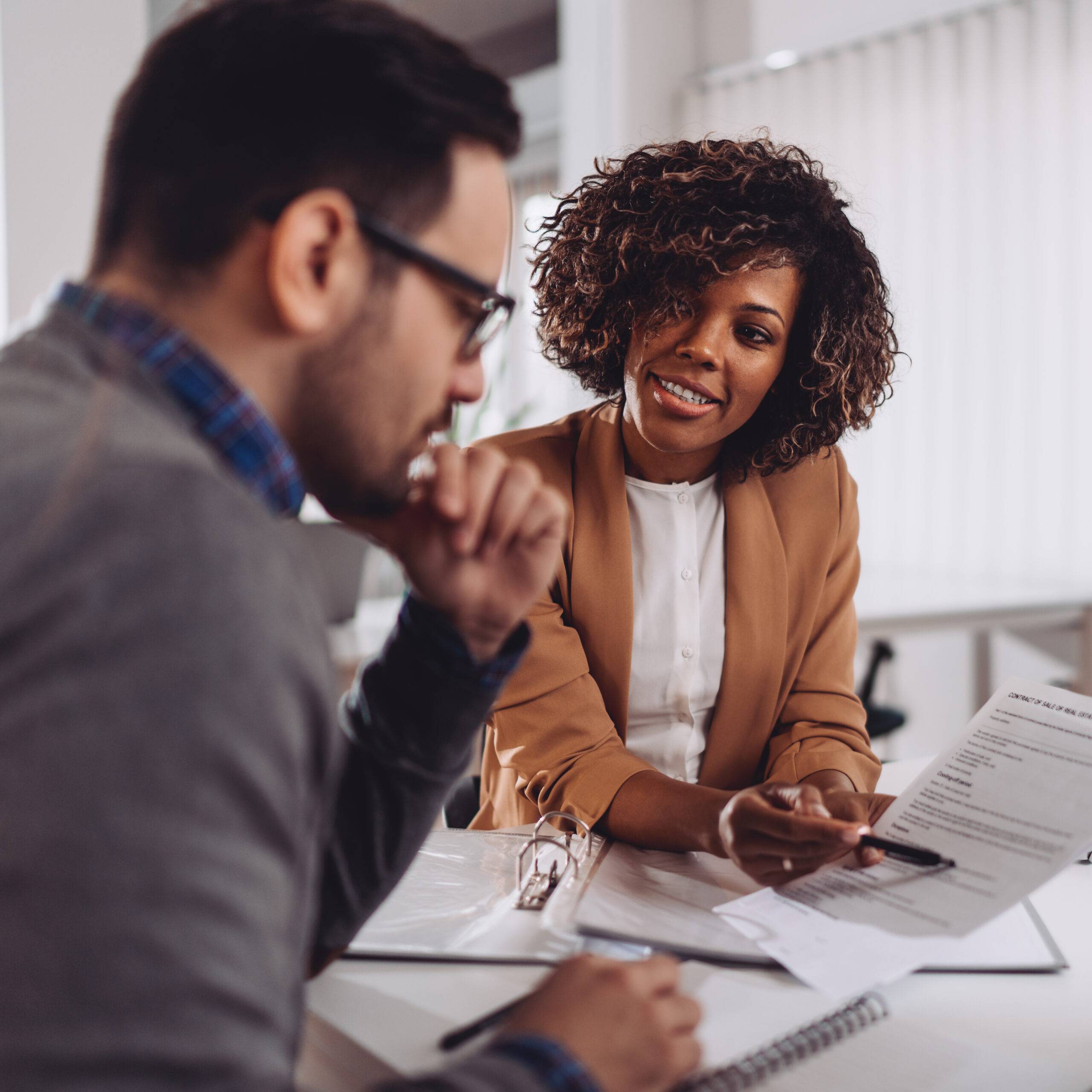 Woman having business meeting