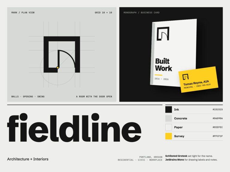 Concept: Fieldline Architecture + Interiors, identity for an architecture practice