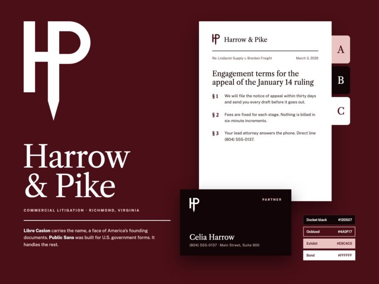 Concept: Harrow & Pike, monogram identity for a litigation firm