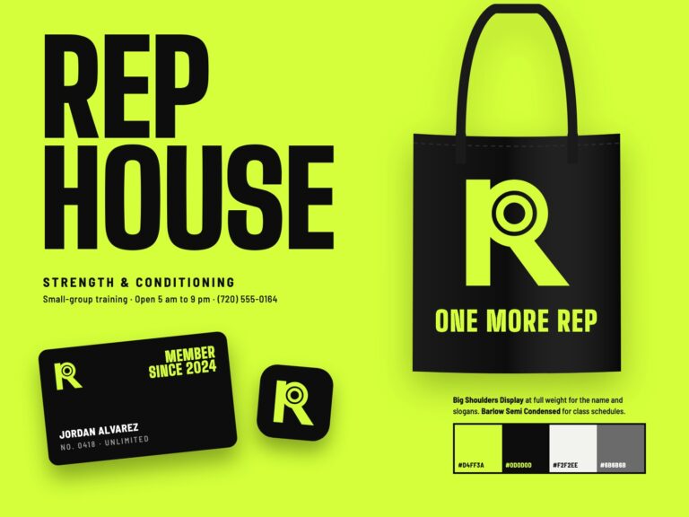 Concept: Rep House, bold identity for a strength studio
