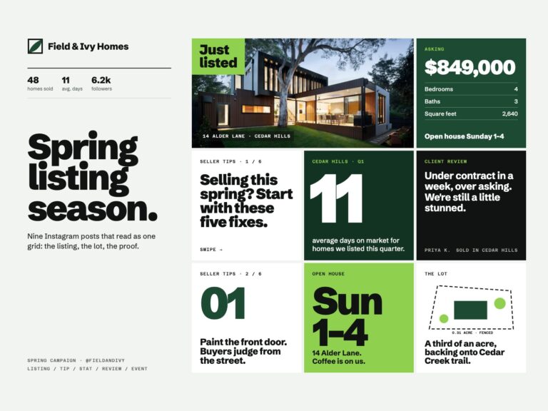 Concept: Field & Ivy Homes, spring listing campaign for realtors