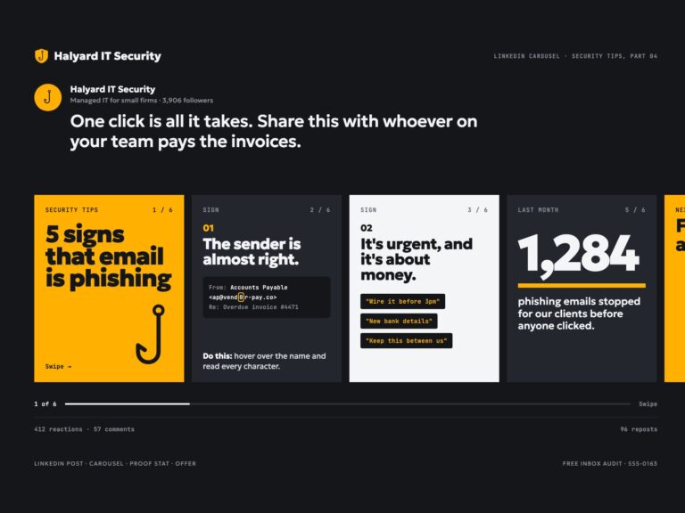 Concept: Halyard IT Security, linkedin security tips for it firm