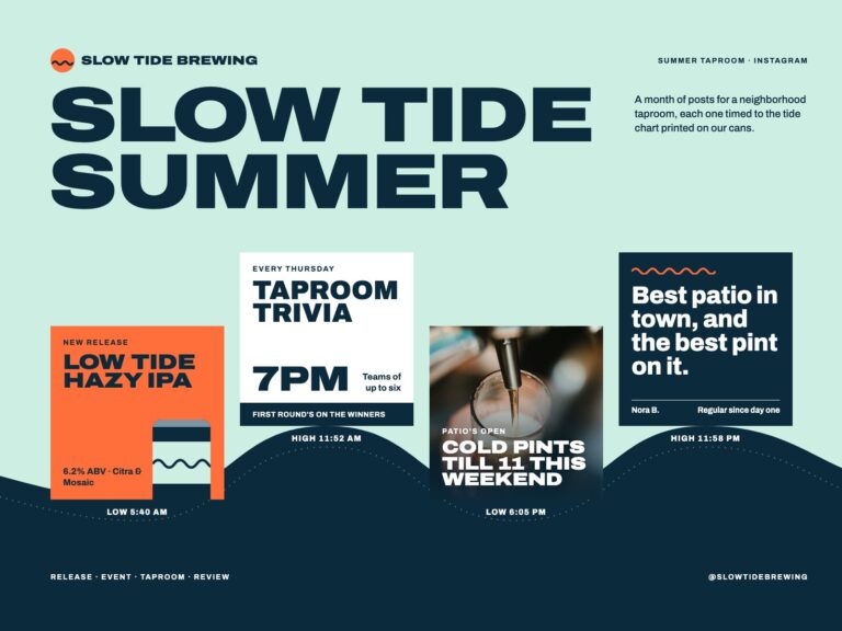 Concept: Slow Tide Brewing, summer taproom posts for a brewery