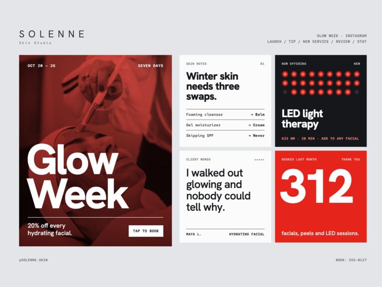 Concept: Solenne Skin Studio, glow week campaign for med spa