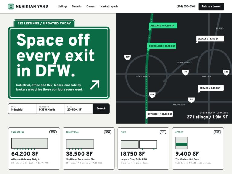 Concept: Meridian Yard, corridor-map site for a dfw broker