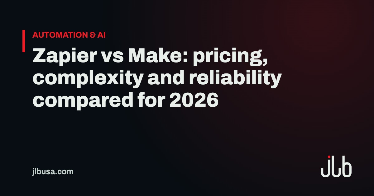 Zapier vs Make: pricing, complexity and reliability compared for 2026 | JLB USA